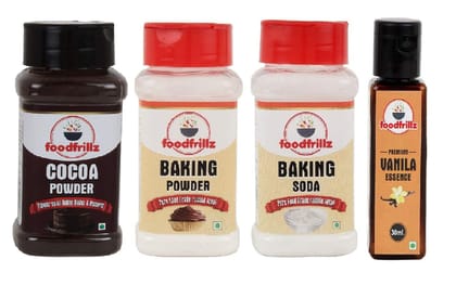 foodfrillz Cocoa Powder | Baking Powder | Baking Soda | Vanilla Essence