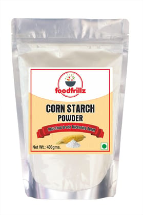 foodfrillz Corn Starch Powder, 400 g for Baking & Cooking, Corn Starch Flour for Cooking and Baking, thickening and coating ingredient