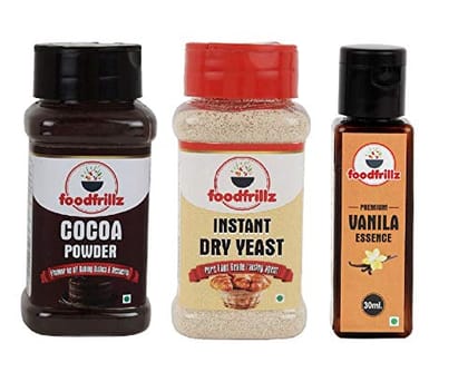 foodfrillz Cocoa Powder + Instant Dry Yeast + Vanilla Essence