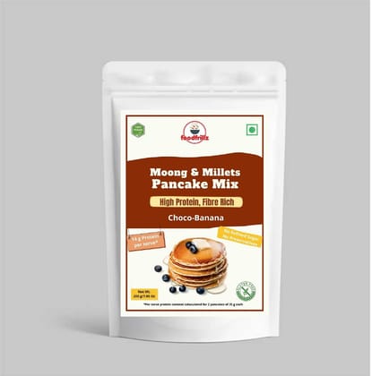 foodfrillz Millet Pancake Mix-Banana Chocolate Flavour,Healthy Natural High Protein with Sprouted Moong Beans 200 g