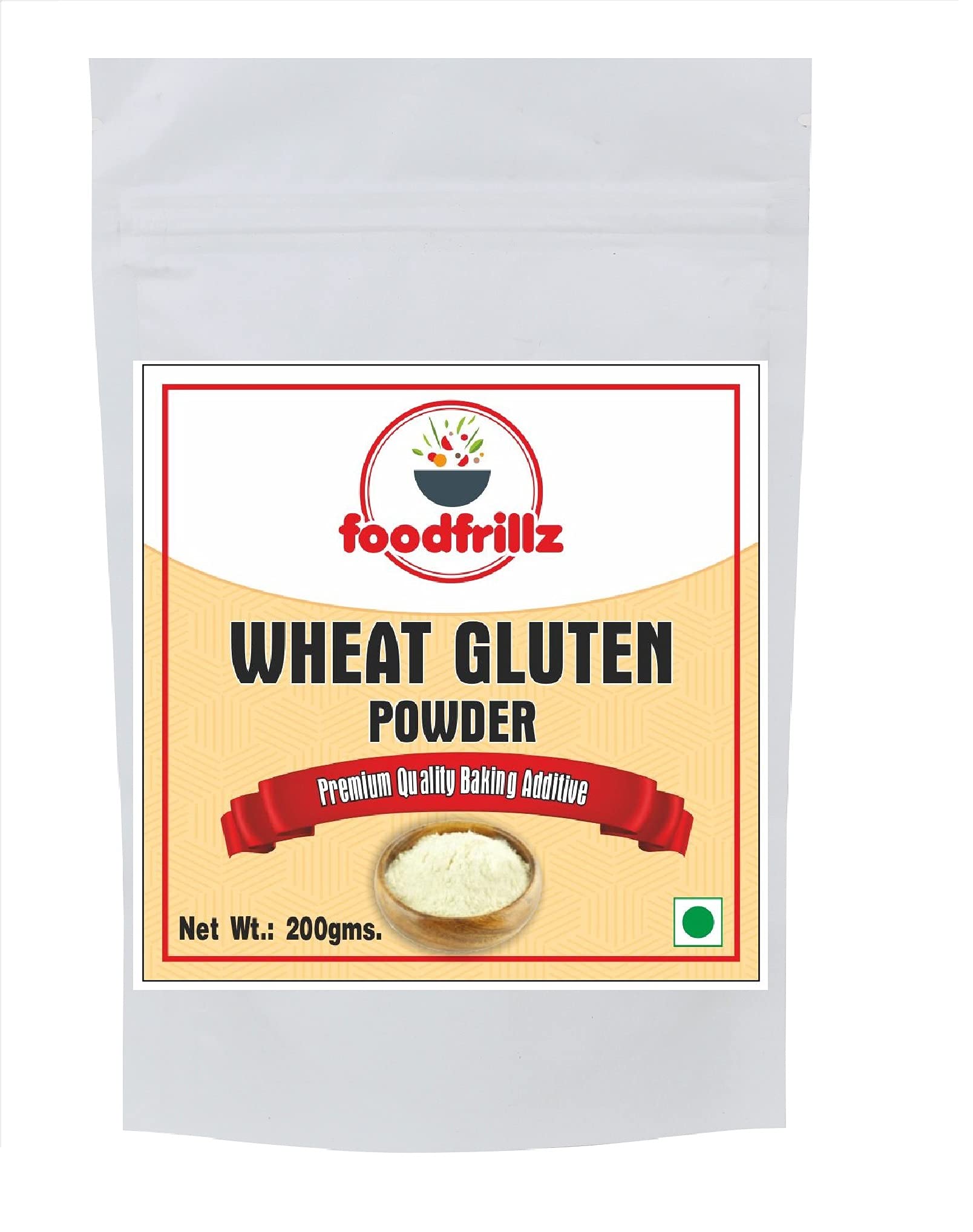 foodfrillz Vital Wheat Gluten Powder, Baking Essential High Protein and Gluten Flour For Eating & Cooking - 200g