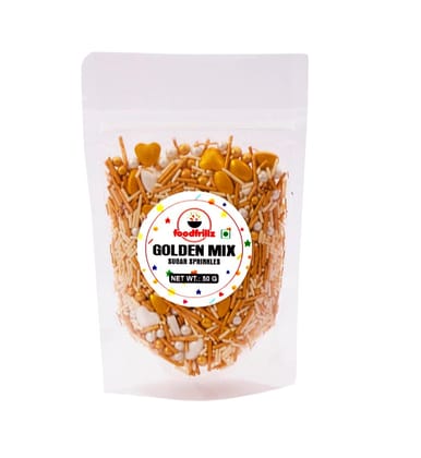 foodfrillz Golden-Mix Sprinkles, 50 g for cake decoration and toppings