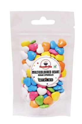 foodfrillz Heart Sprinkles (Multicolored), 50 g for cake decoration