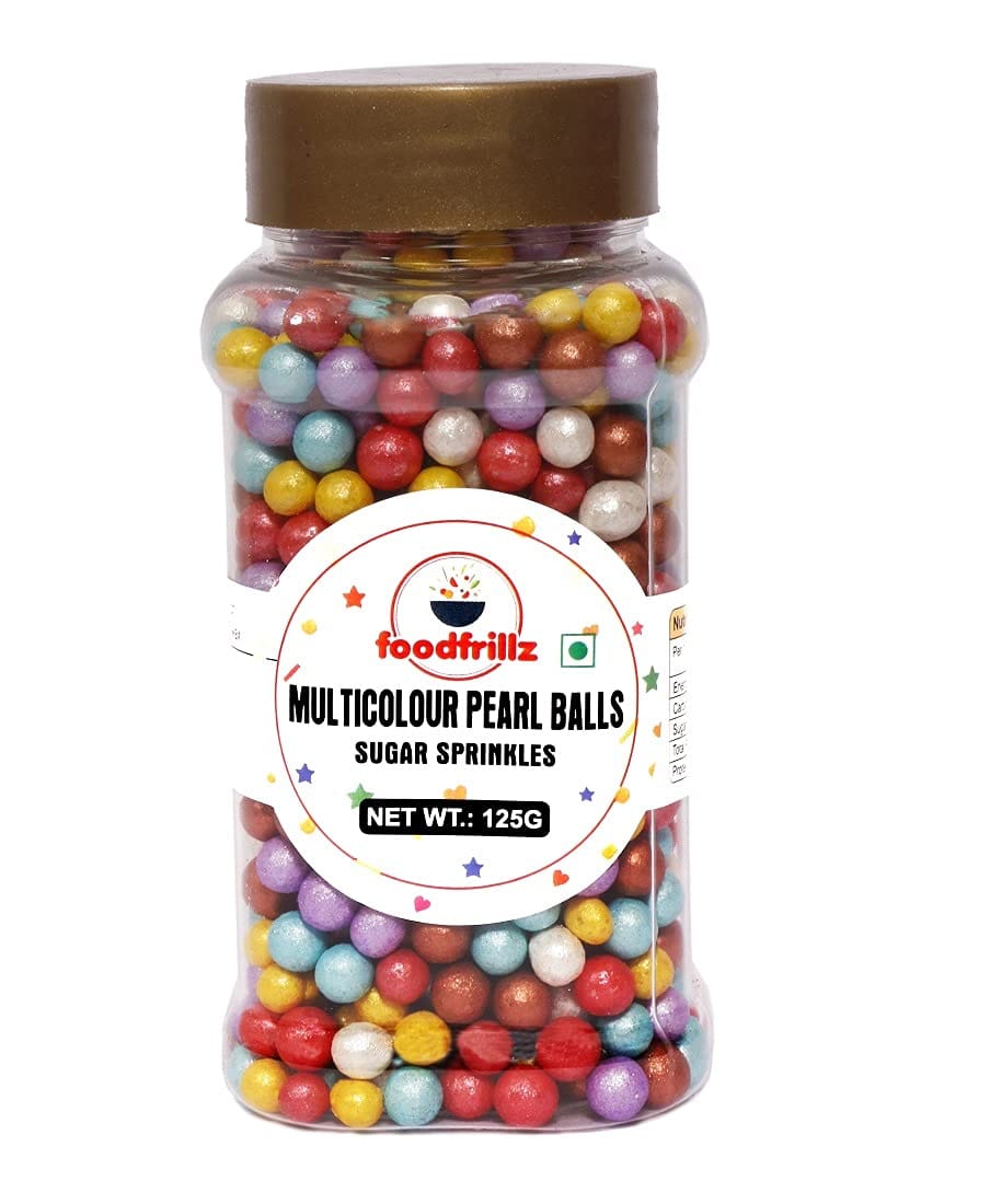 foodfrillz Multicoloured Pearl Balls, 125 g Sugar Sprinkles for cake decoration