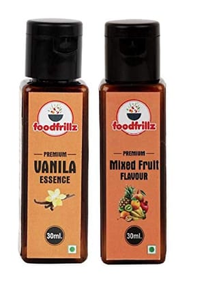 foodfrillz Vanilla and Mixed Fruit Food Flavor Essence Combo Pack (30 ml x 2)