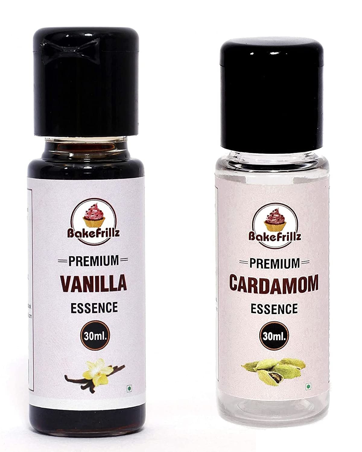 Bakefrillz Vanilla and Cardamom Food Flavor Essence Combo for Cake Baking, Ice Creams, Puddings, Cookies Making, 30 ml x2