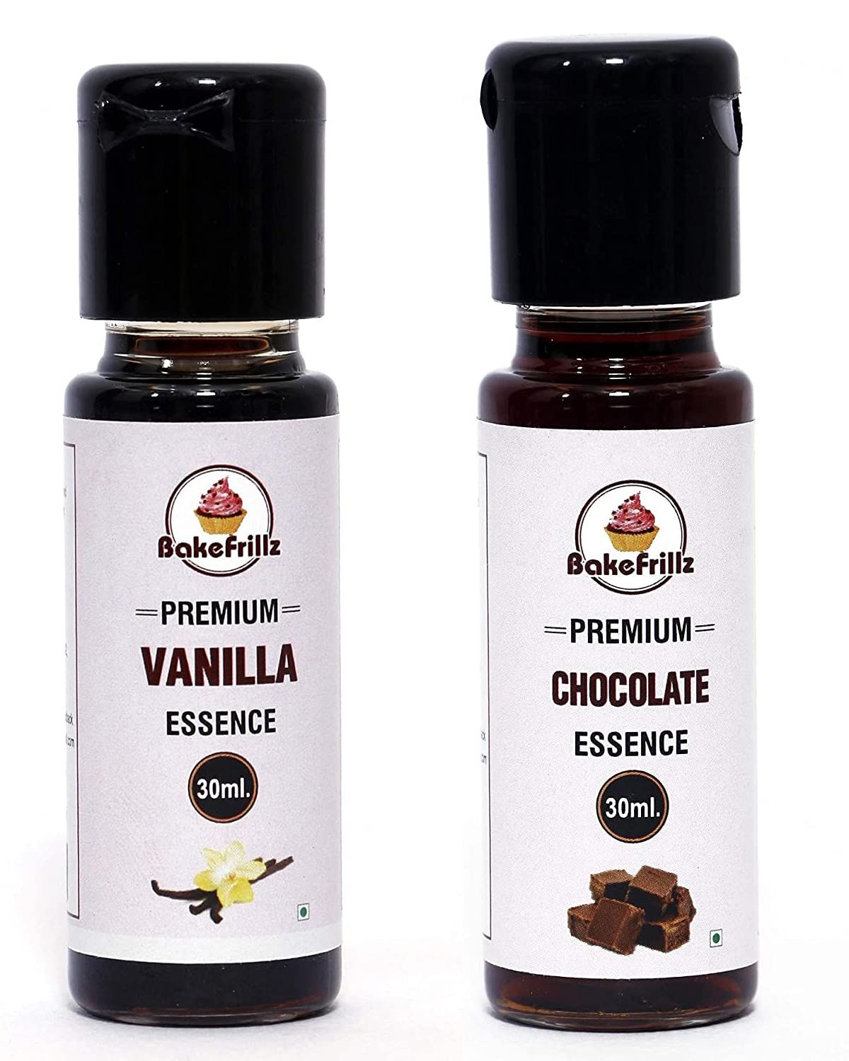 Bakefrillz Vanilla and Chocolate Food Flavor Essence 30 ml x 2 for Cake Baking, Ice Creams, Puddings, Cookies