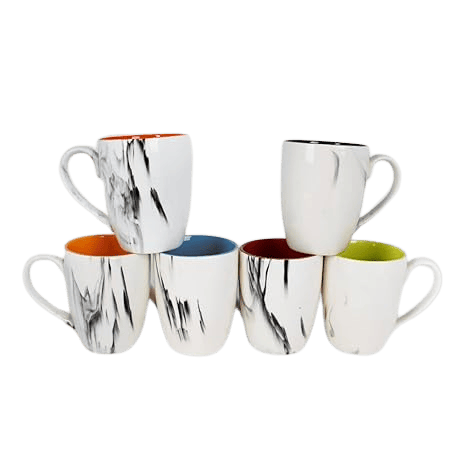 Hue Habitat Multicoloured Ceramic Mugs, Set of 6