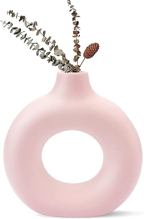 Donut-Shaped Ceramic Vase