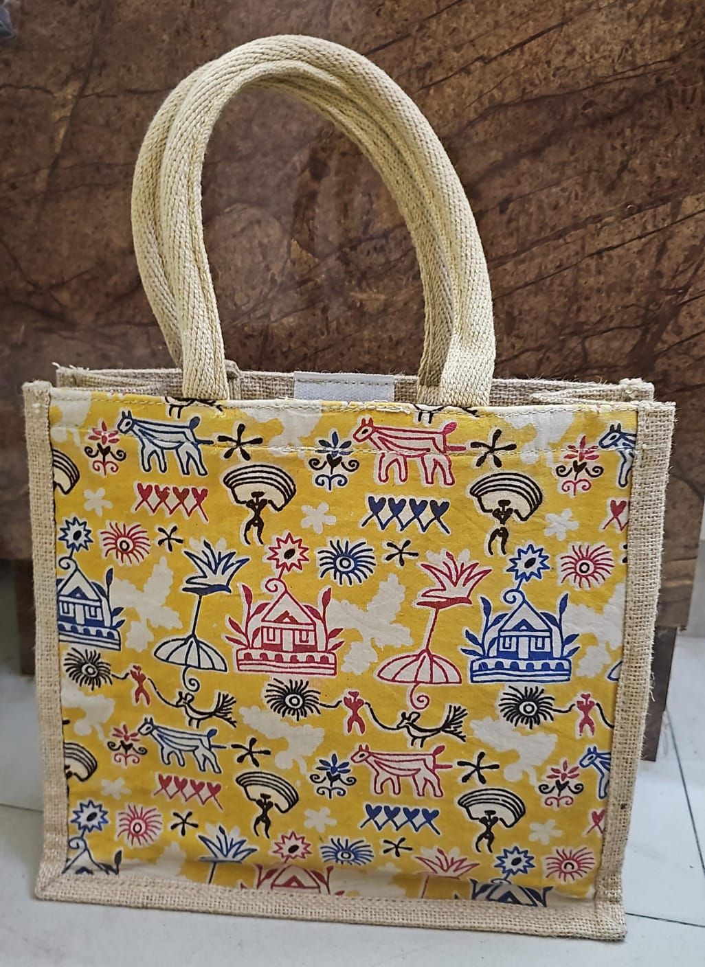 JFL Jute & Cotton Shopping Bag (Yellow)