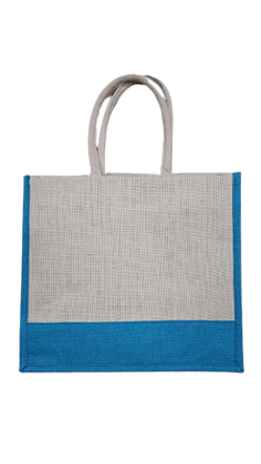 Handmade Jute White & Blue Bag