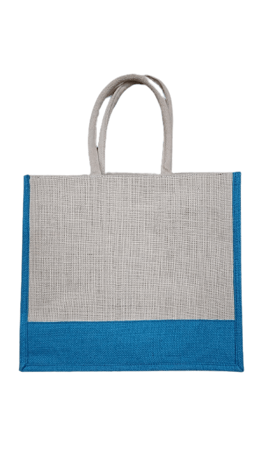 Handmade Jute White & Blue Bag