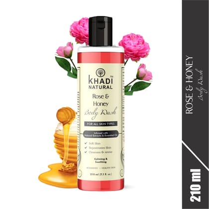 Khadi Natural Herbal Rose And Honey Body Wash- Sls & Paraben Free - 210 ml