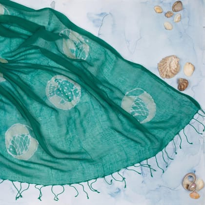 Fish Tattoo Batik Stole-Emerald