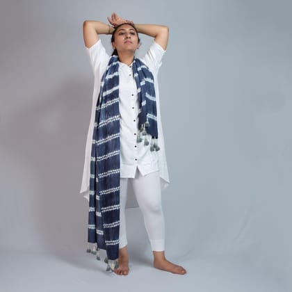 Shibori Ripples Grey Stole