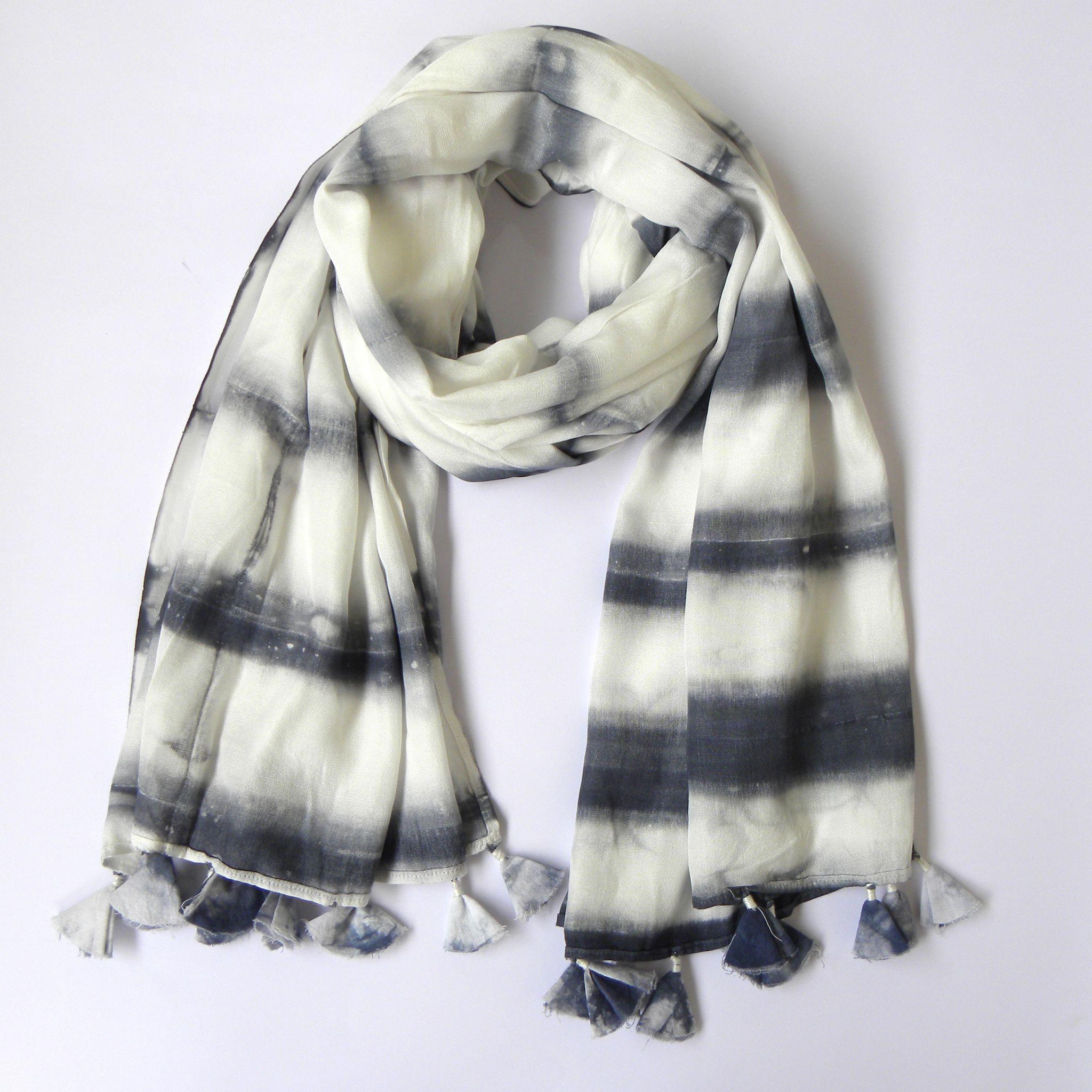 Shibori Clamp Grey Stole