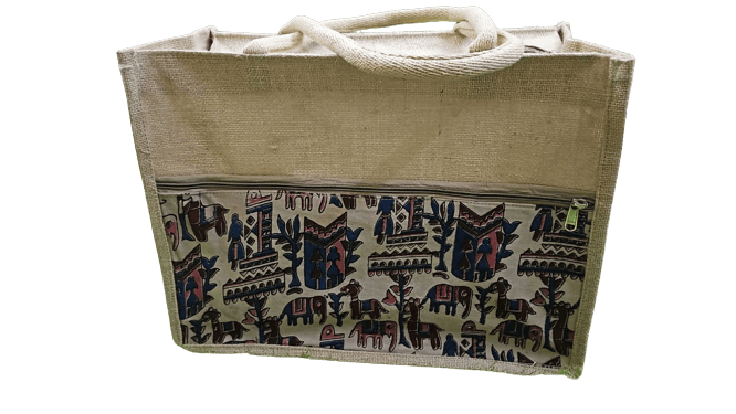 Handmade Jute & Cotton Tiffin & Grocery Bag