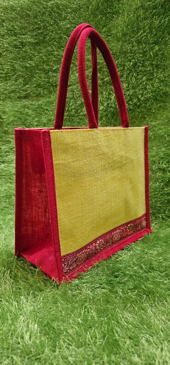 JFL Jute Red & Yellow Bag