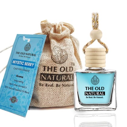 The Old Natural Car Air Freshener with Essential Oils Fragrance in Glass bottle with Wooden Diffuser Lid | Mystic Berry