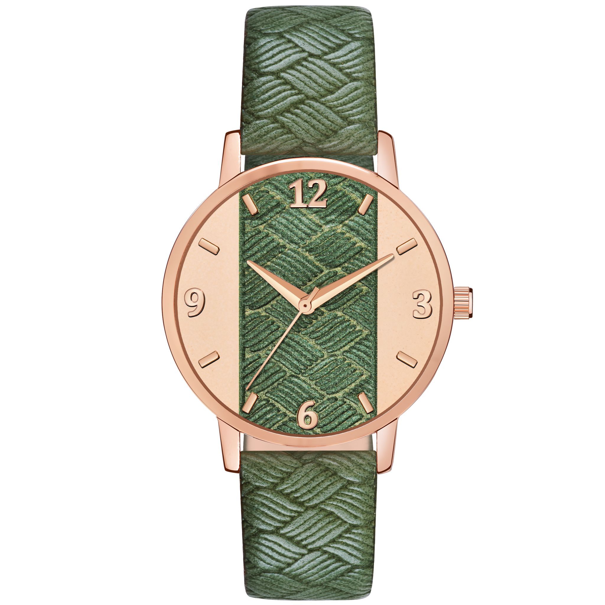 Zabby Allen MT-398 Green Leather Belt Slim Dial Women & Girls Watch