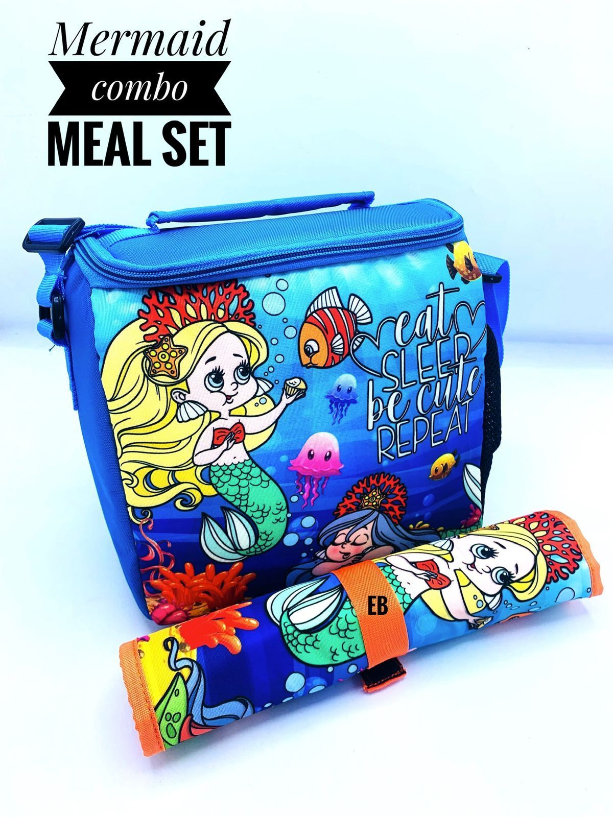 Echo Boomers Kids Cartoon Printed Insulated Tiffin Lunch Bag & Rolled Dinning TableMat Combo Set