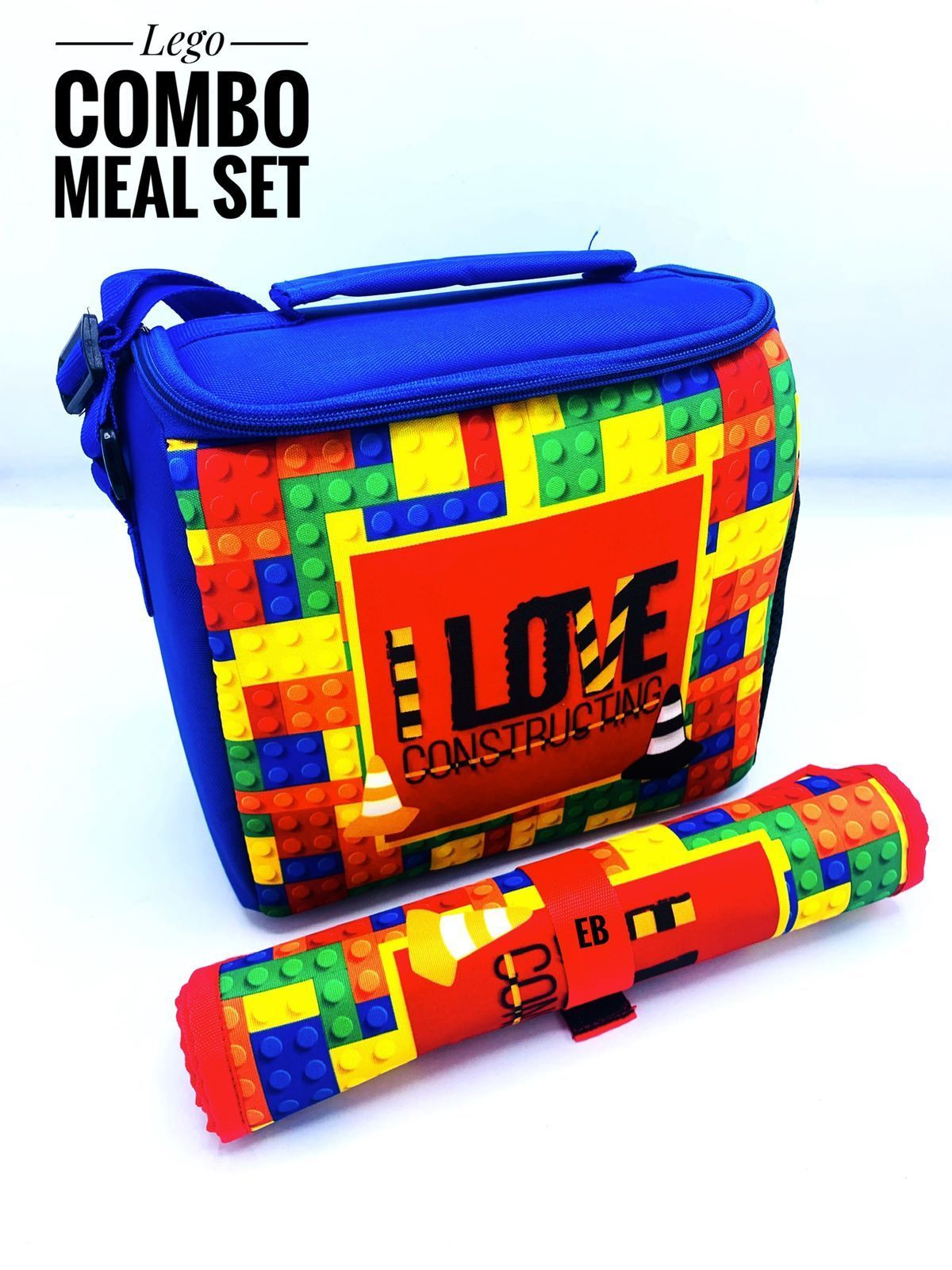 Echo Boomers Kids Cartoon Printed Insulated Tiffin Lunch Bag & Rolled Dinning TableMat Combo Set