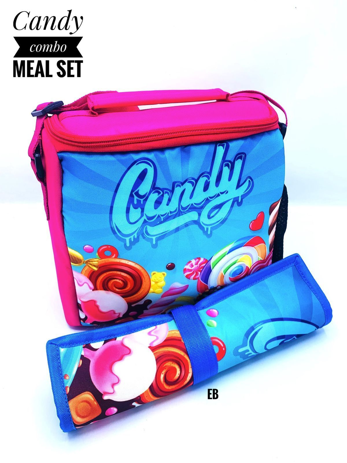 Echo Boomers Kids Cartoon Printed Insulated Tiffin Lunch Bag & Rolled Dinning TableMat Combo Set