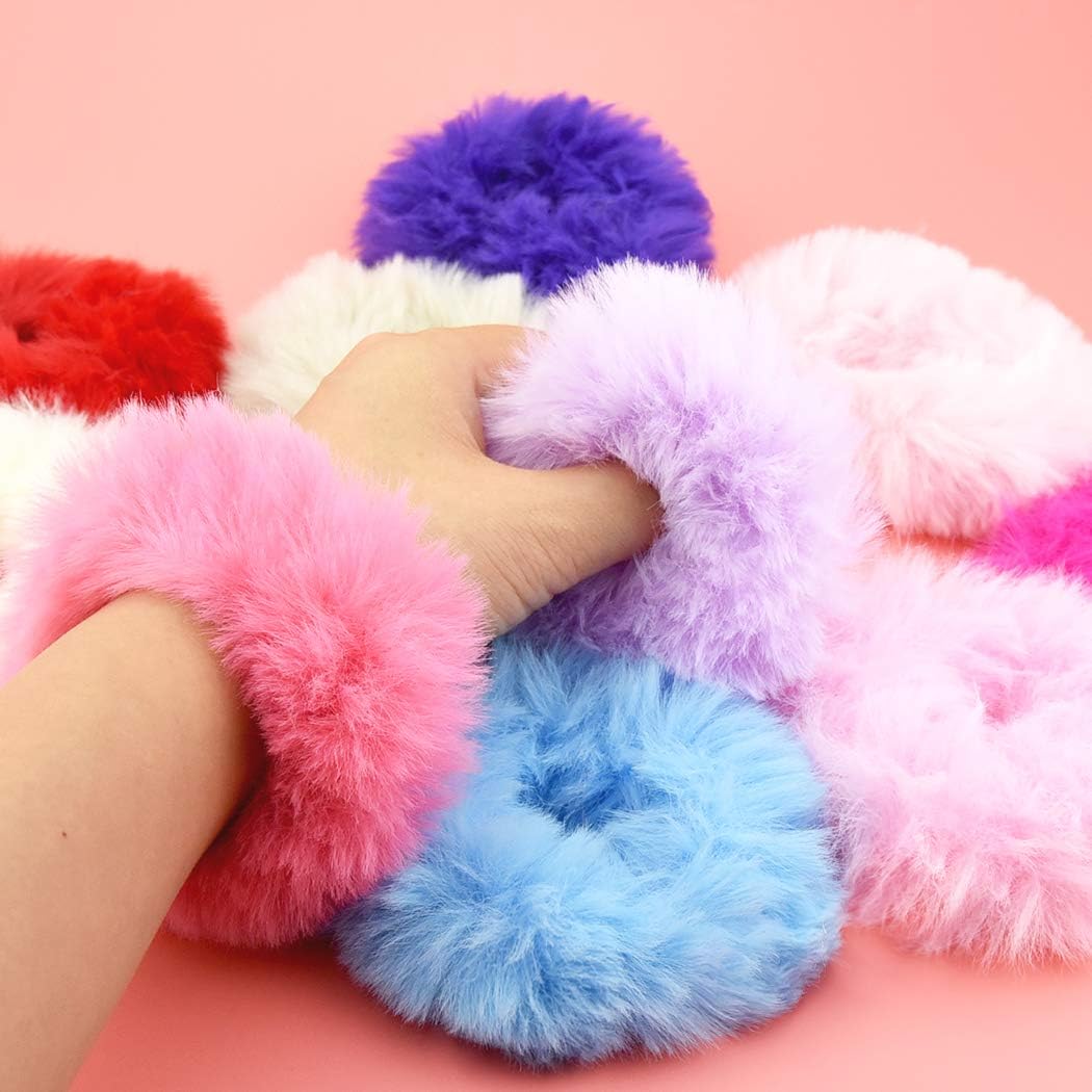 Faux Fur Hair Scrunchies Pack Of 12