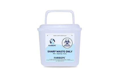 FAIRBIZPS Bio-Medical Sharps Container Waste Box, Glass Waste and Metallic Implants, Bio-hazard, Bio-Medical Sharps Container Puncture Proof Box 5 LTR