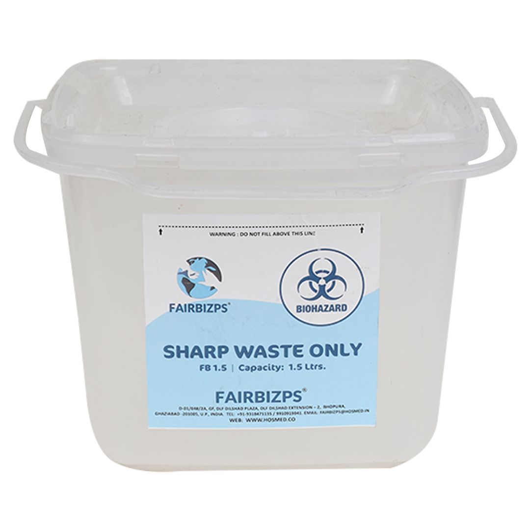 FAIRBIZPS Bio-Medical Sharps Container with Puncture Proof for Needles, Glass Waste and Metallic Implants-Capacity 1.5Liter