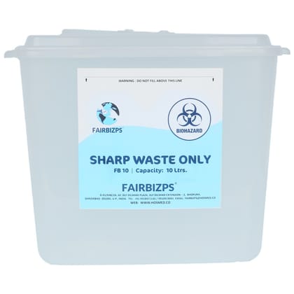 FAIRBIZPS Bio-Medical Sharps Container with Puncture Proof for Needles, Glass Waste and Metallic Implants-Capacity 10 LTR.