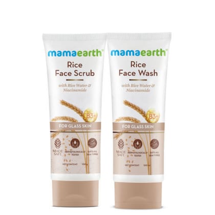 Mamaearth Rice face scrub (100 ml) + Mamaearth Rice facewash (100 ml) Combo Pack of 2