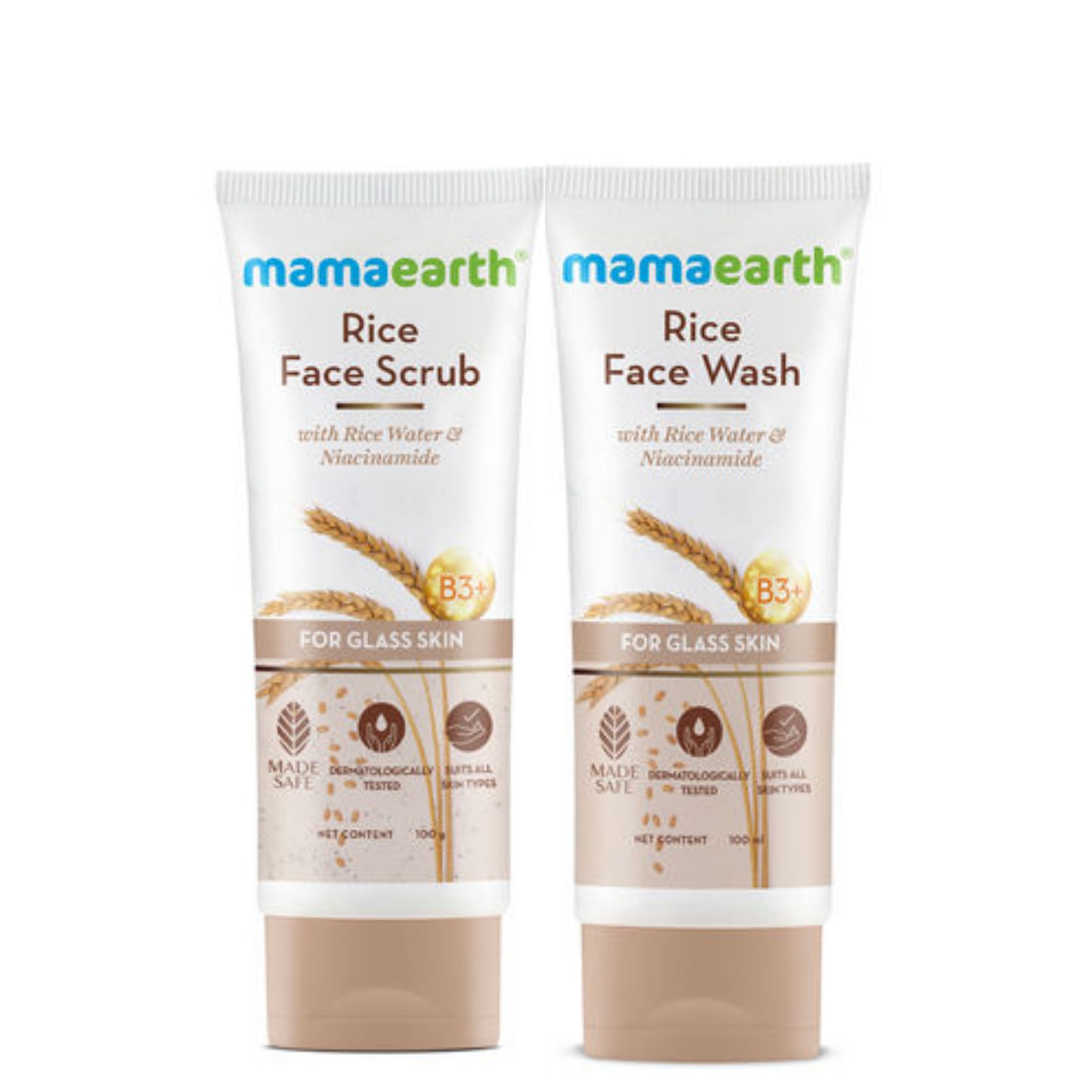 Mamaearth Rice face scrub (100 ml) + Mamaearth Rice facewash (100 ml) Combo Pack of 2