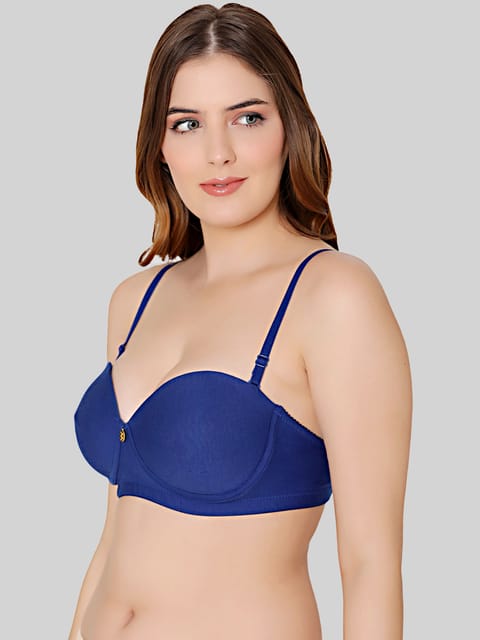 Bodycare cotton spandex wirefree convertible straps Seamless padded demi  cup bra-6575B