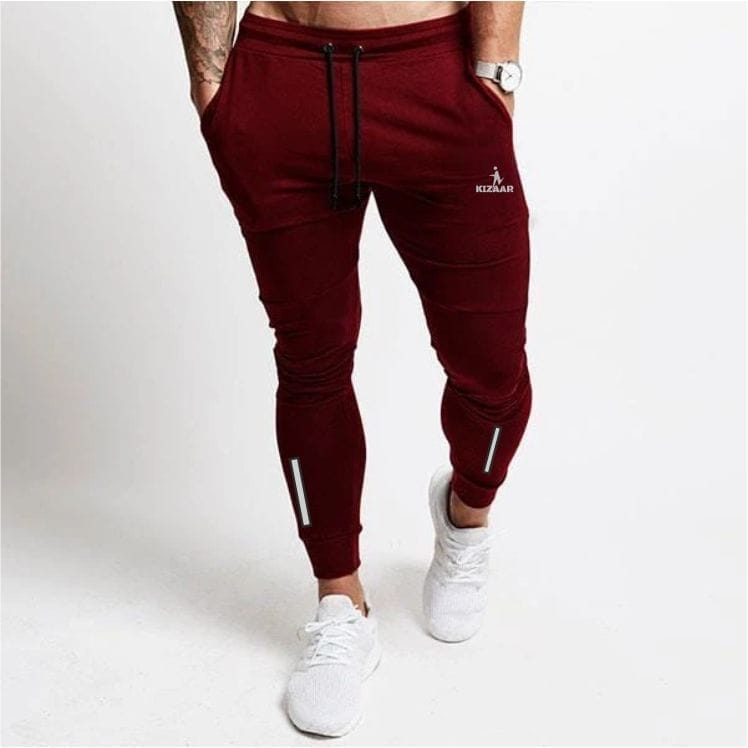 Kizaar Solid Men Maroon sports trackpants