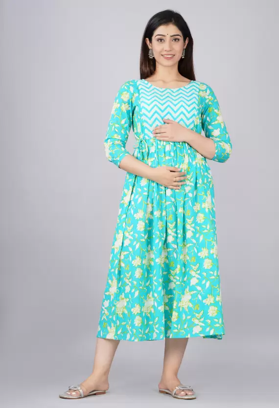 Women A-line Green Dress