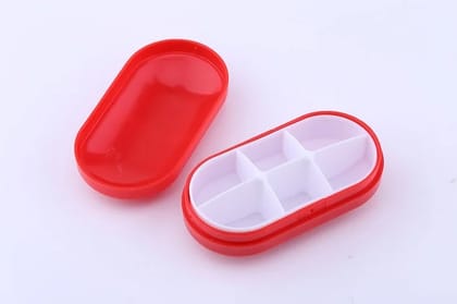 6 Part Compartment Capsule Tablet Pill Box (Random Color)