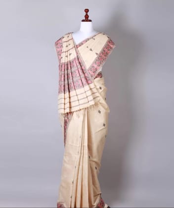 Handwoven Beige Silk Saree