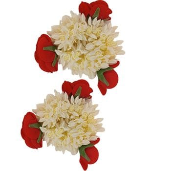 Artificial Mogra Rabber and Red Rose Band Flower Gajra Hair Accessories Hair Gajra Juda Accessories Hand Rabber Band for Women (Mogra-Rubber-Gajra-Accessories-pack-of-2)