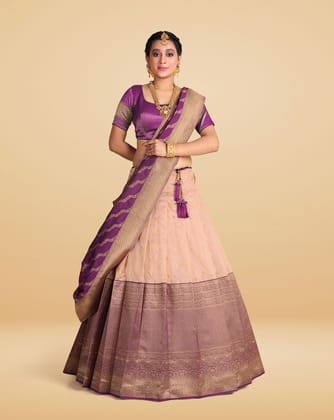 Banarasi Silk Zari Woven Half Saree And Lehenga Choli