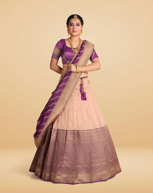 Banarasi Silk Gold Color Lehenga for Women