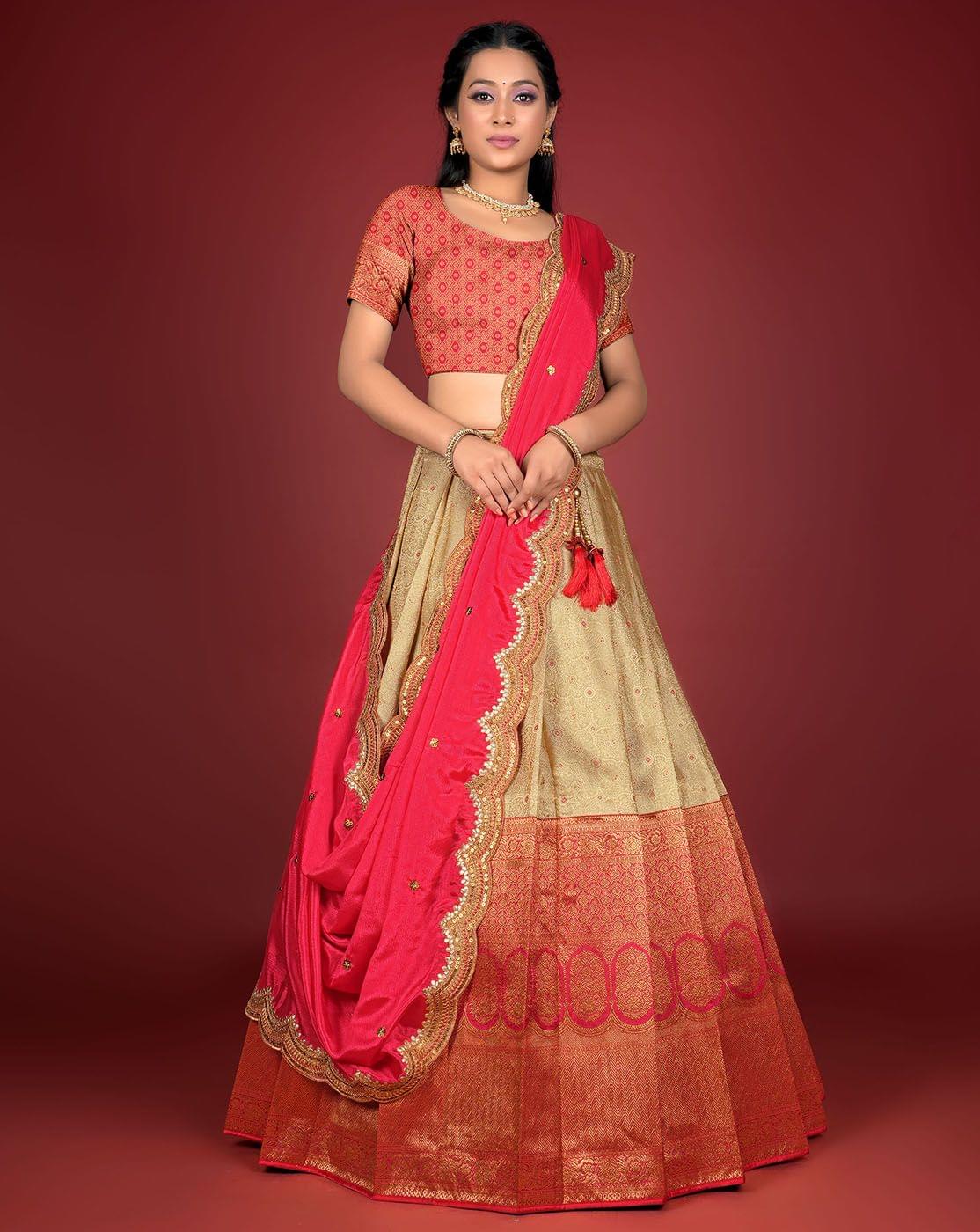Simple yet elegant... | Half saree designs, Half saree lehenga, Saree dress