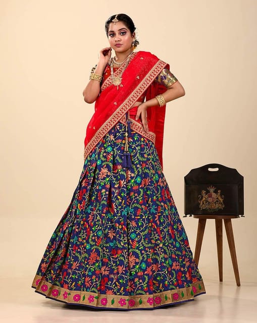 Grand Royal Blue And Red Indian Bridal Wedding Lehenga - SNT11061 – Saris  and Things