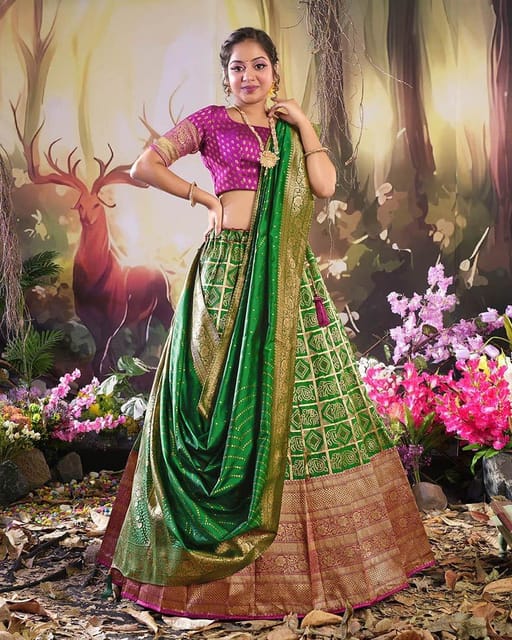 Buy Green Tissue Embroidery Leaf Neck Lehenga Set For Women by Sue Mue  Online at Aza Fashions.