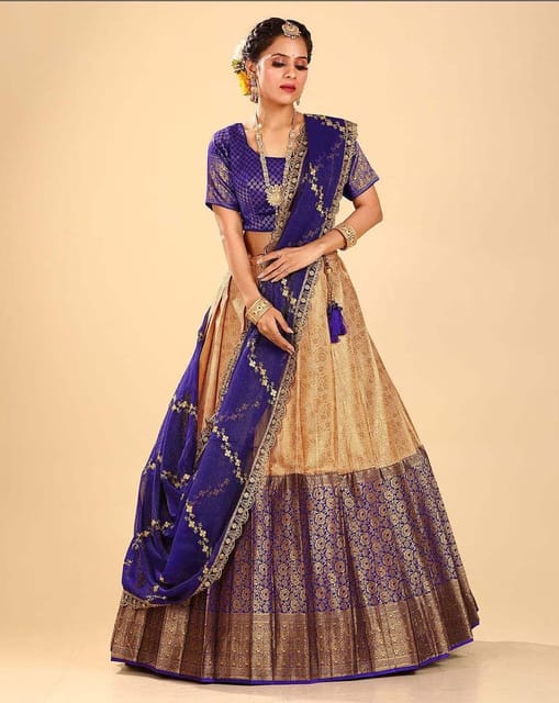 Buy Rani Pink Zariwork Raw Silk Semi Stitched Lehenga - Koskii