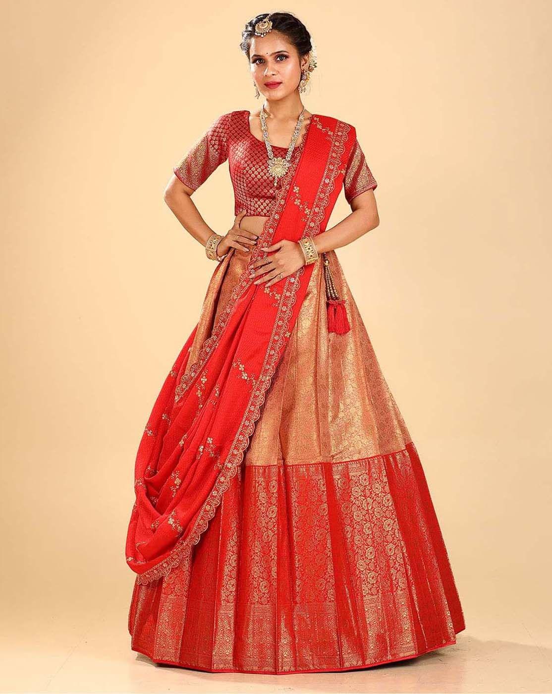 Tomato Red & Silver Bridal Lehenga Choli by Kanya by Himani Batra for rent  online | FLYROBE