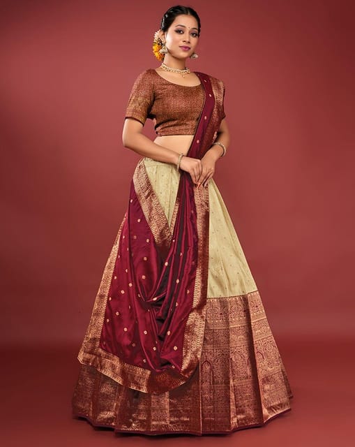 Buy Mimosa Maroon Textured Kanjivaram Silk Saree With Blouse for Women  Online @ Tata CLiQ