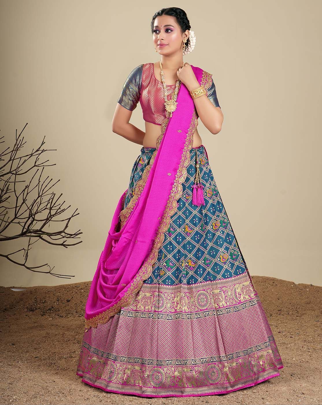 Peacock And Rani Latest Banarasi Silk Zari Lehenga For Women