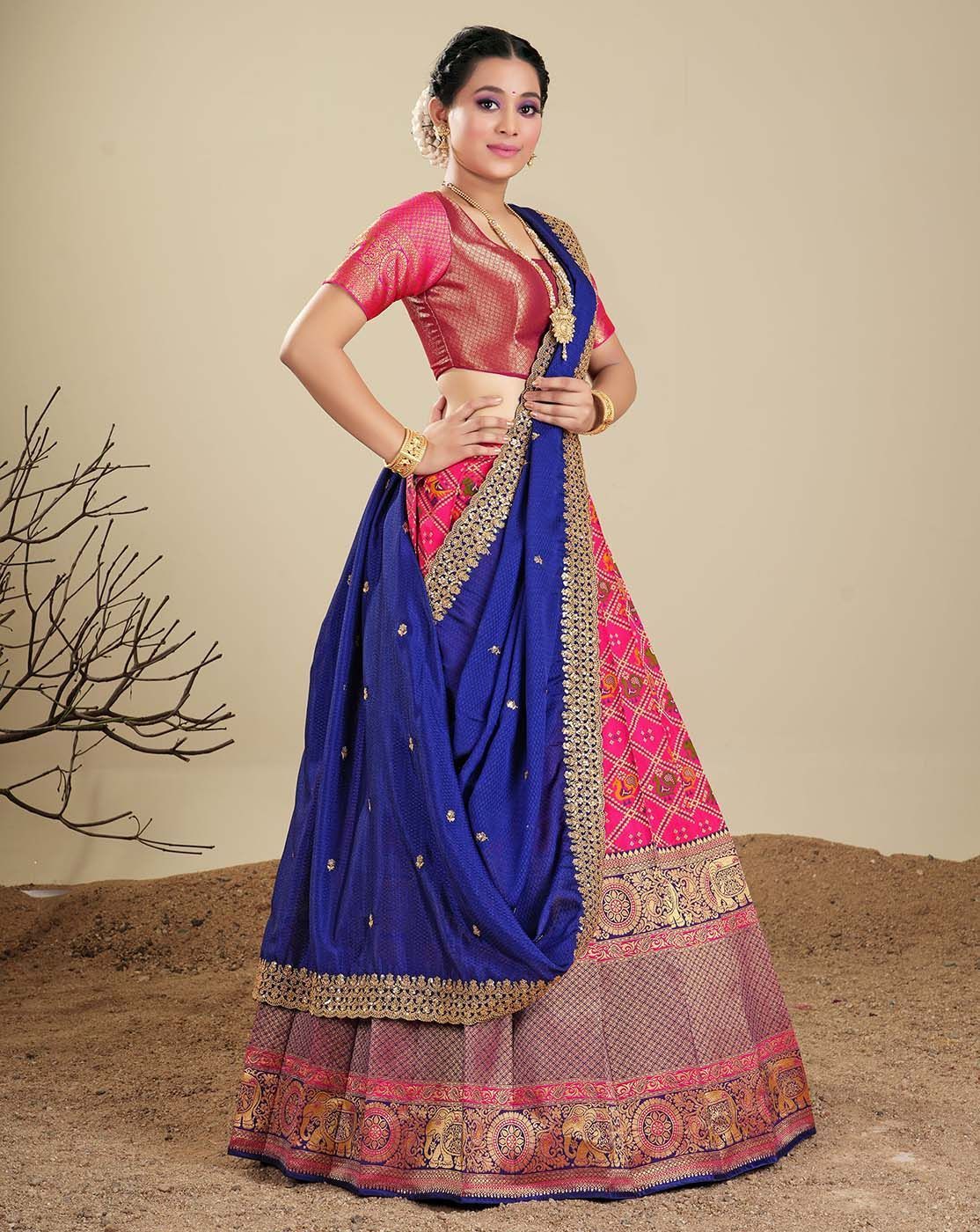 Rani And Blue Latest Banarasi Silk Zari Lehenga For Women