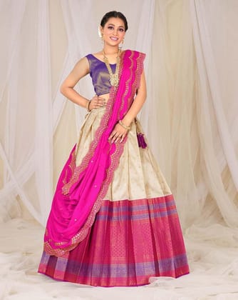 Rani And Blue Banarasi Silk New Lehenga Design